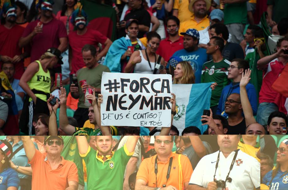 Un cartello che ricorda Neymar, stella rubata al Mondiale da un infortunio. Afp